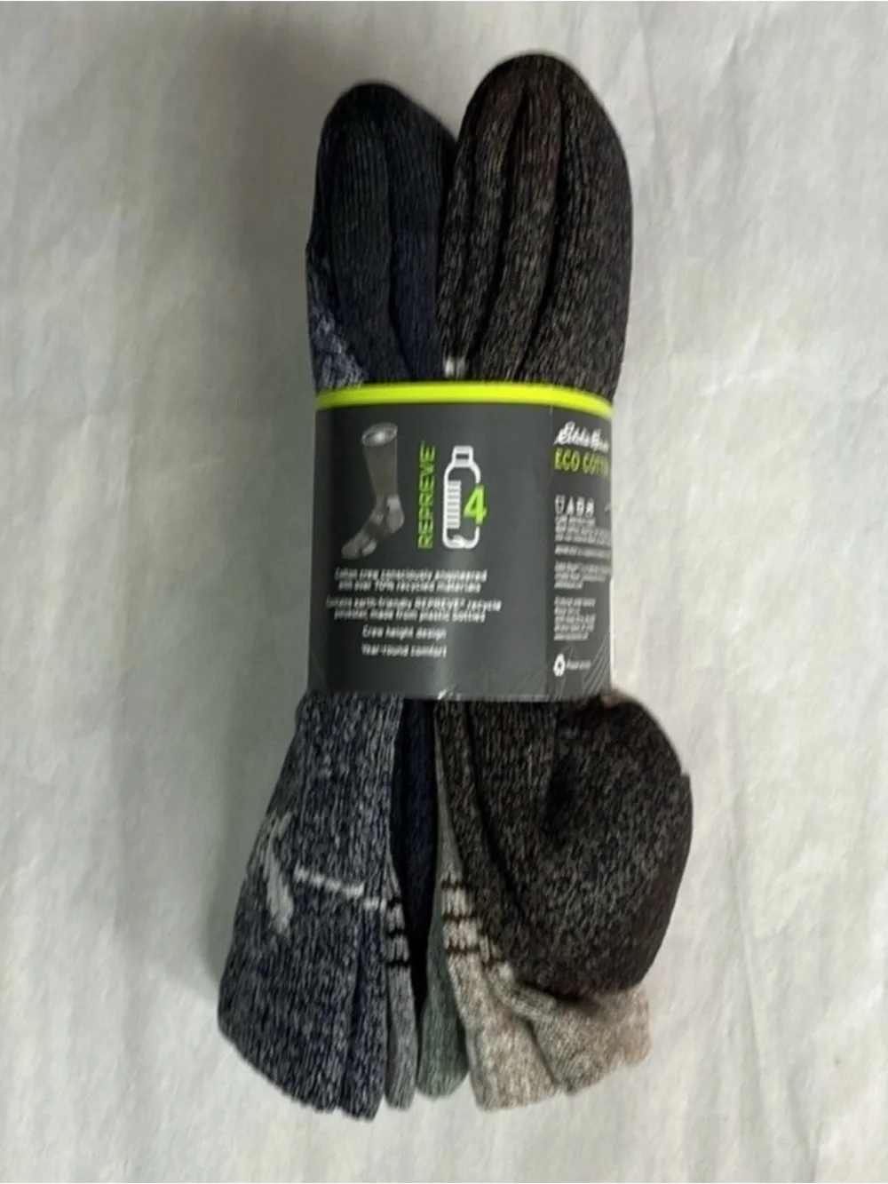 New Eddie Bauer Socks Men’s 4 Pair Multicolor Eco Cotton Crew Outdoors Casual